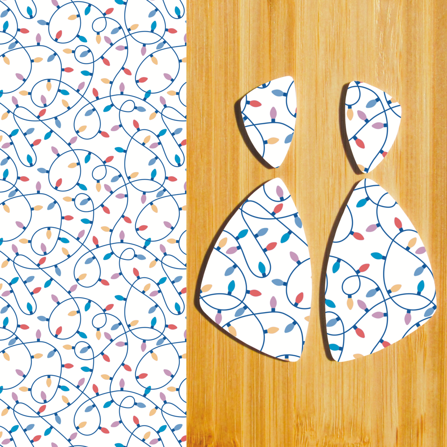 3.5x5&quot; Water Soluble Transfer Sheet for Polymer Clay / Christmas Ornaments String Lights  Blue T140