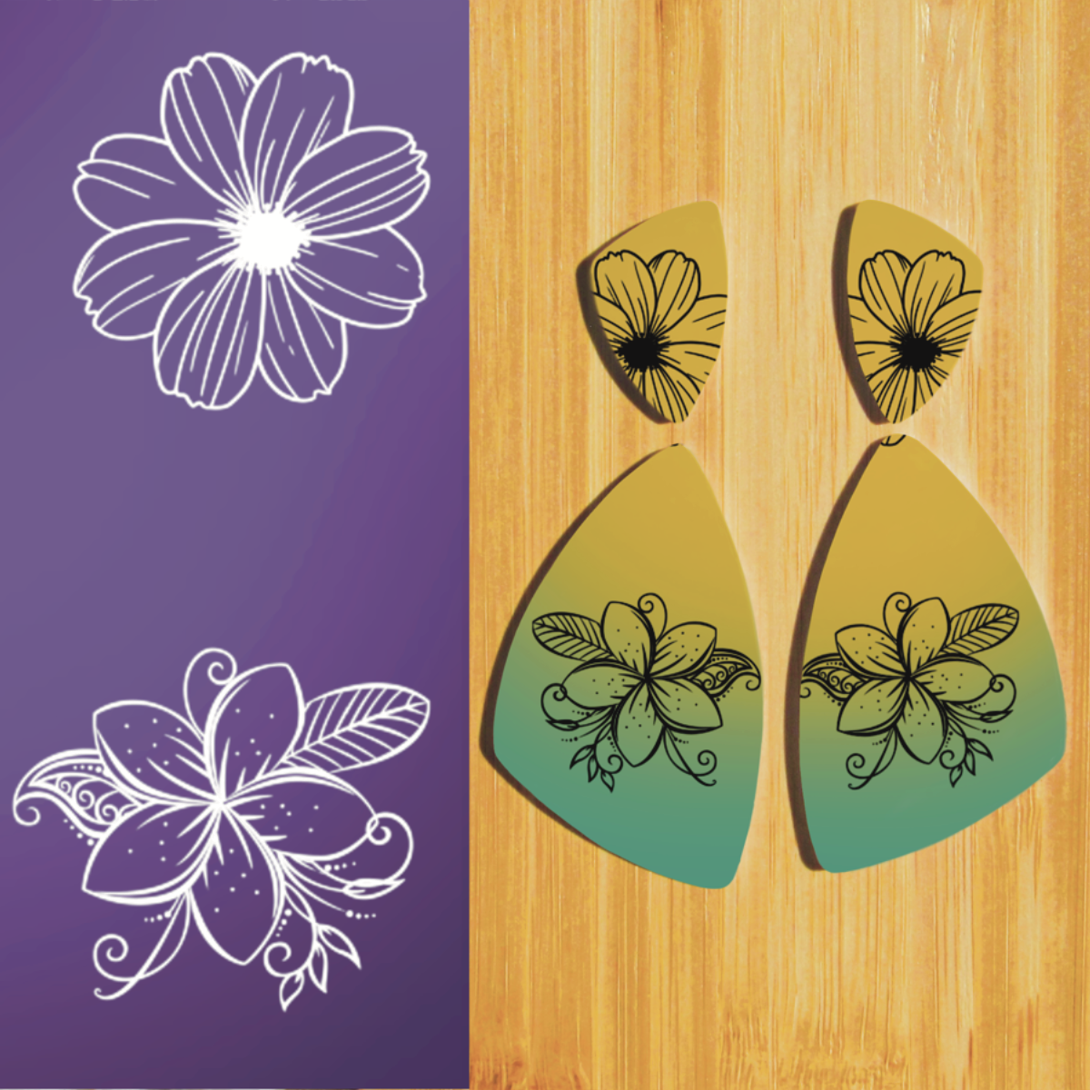 Silkscreen for Polymer Clay / Tropical Flowers 203