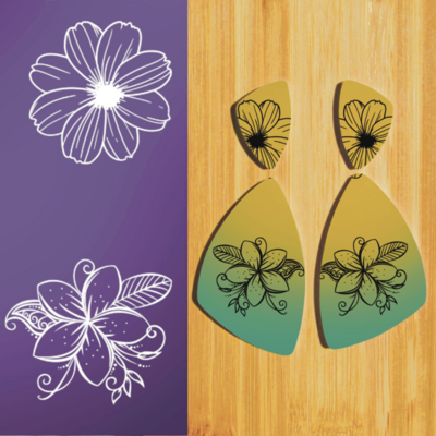 Silkscreen for Polymer Clay / Tropical Flowers 203