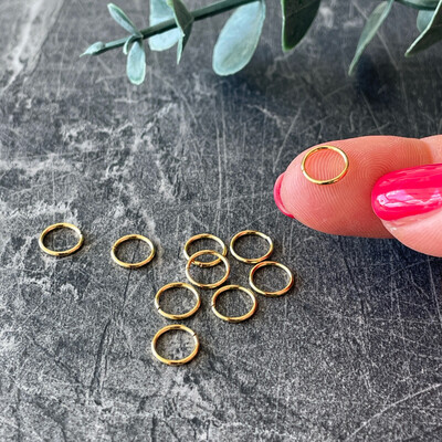 100 Jump Rings, 8mm, Gold-Plated Brass