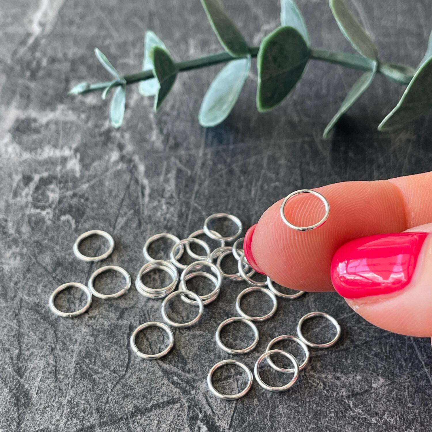 100 Jump Rings, 8mm, Silver-plated Brass