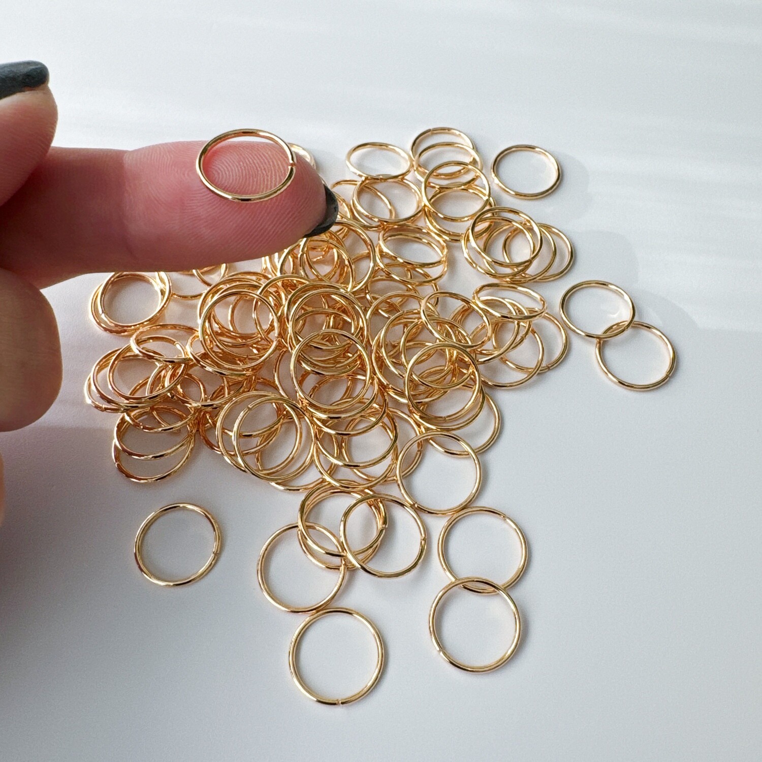100 Jump Rings, 12mm, Gold-Plated Brass