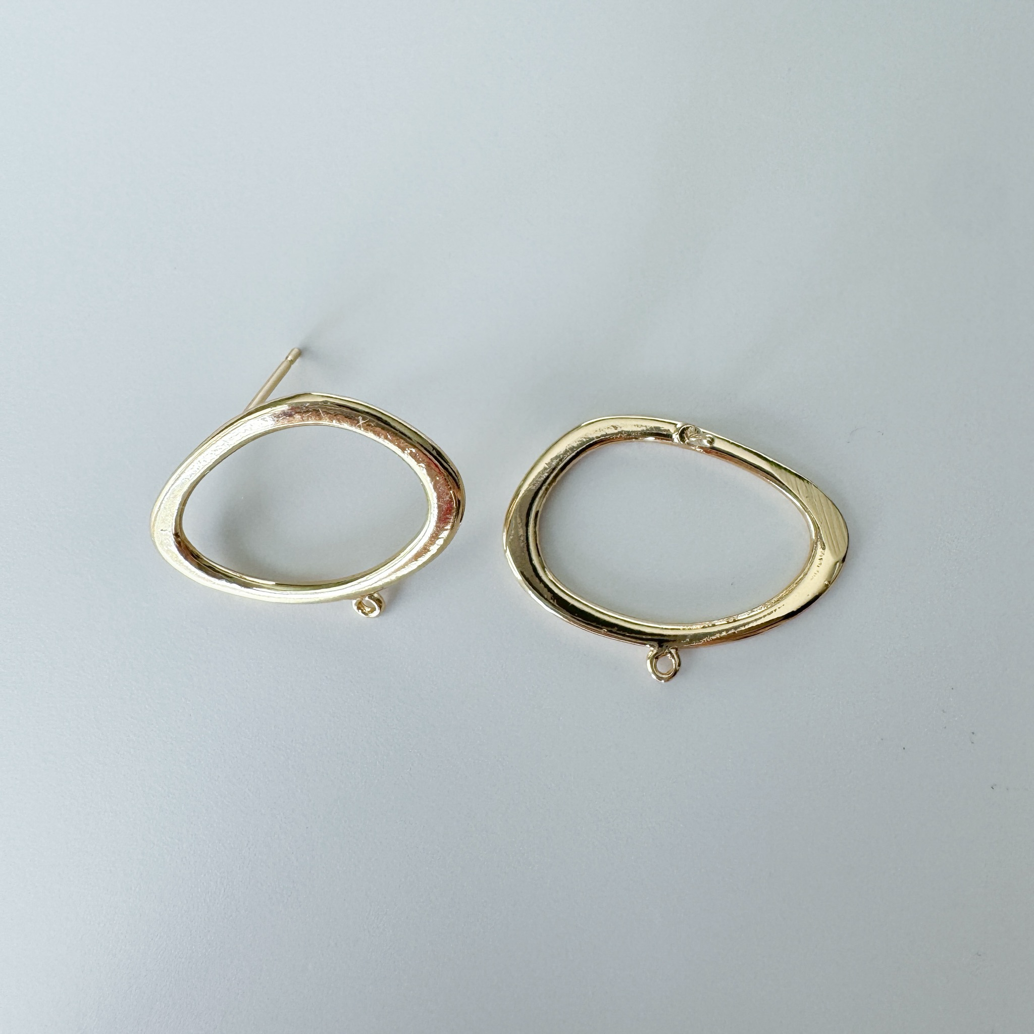 Brass Earring Stud with Zircon - Circle Earring Post - Brass Earring Charms  and earring connector - Earring findings for jewelry making-5530