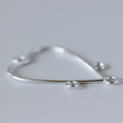 25 x 22 mm Silver-Plated Steel Heart with Four Loop / Sold per package of 10 pieces
