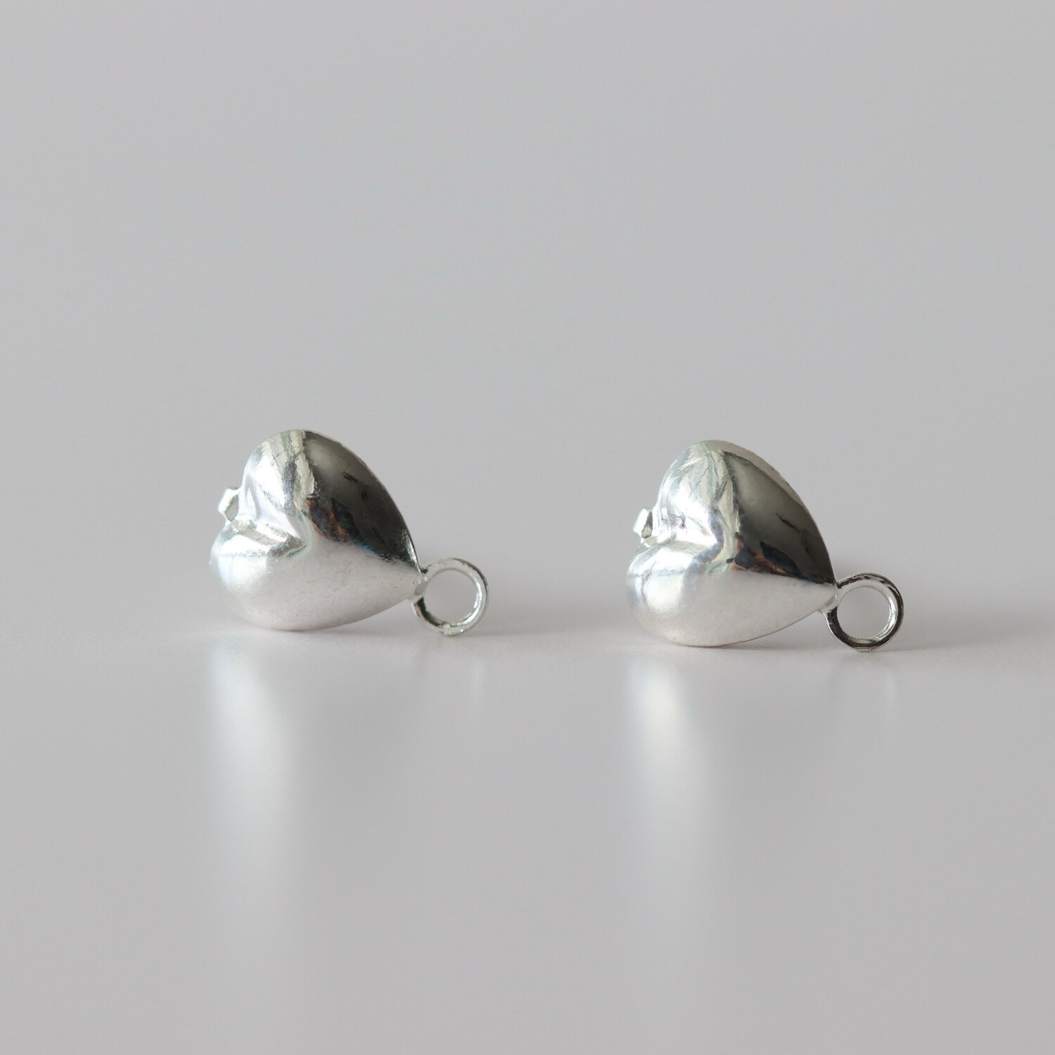 Small Heart Earring Posts w Perpendicular Loop - 5 pairs