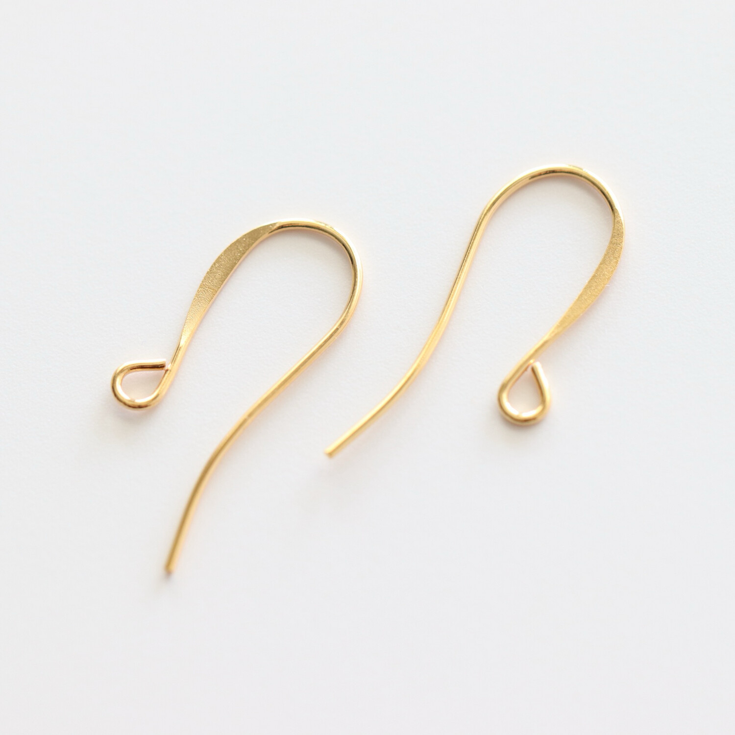 Gold-plated Brass Ear Wires - 18mm Flat Fishhook with Open Loop / 10 pairs (20 pieces)