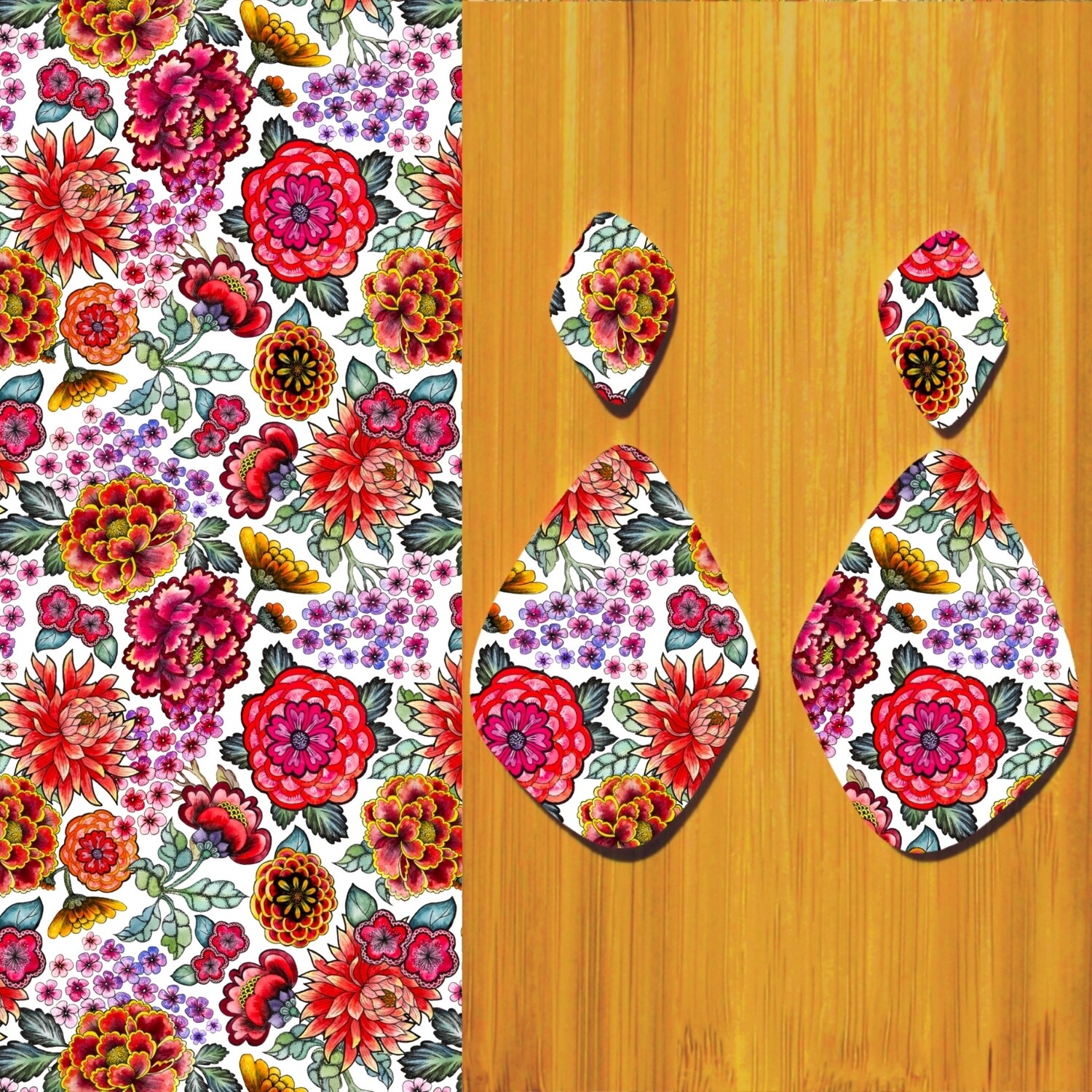 3.5x5&quot; Water Soluble Transfer Sheet for Polymer Clay / Bright Flowers Small Scale T238