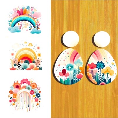 3.5x5" Water Soluble Transfer Sheet for Polymer Clay / Happy Rainbows T244