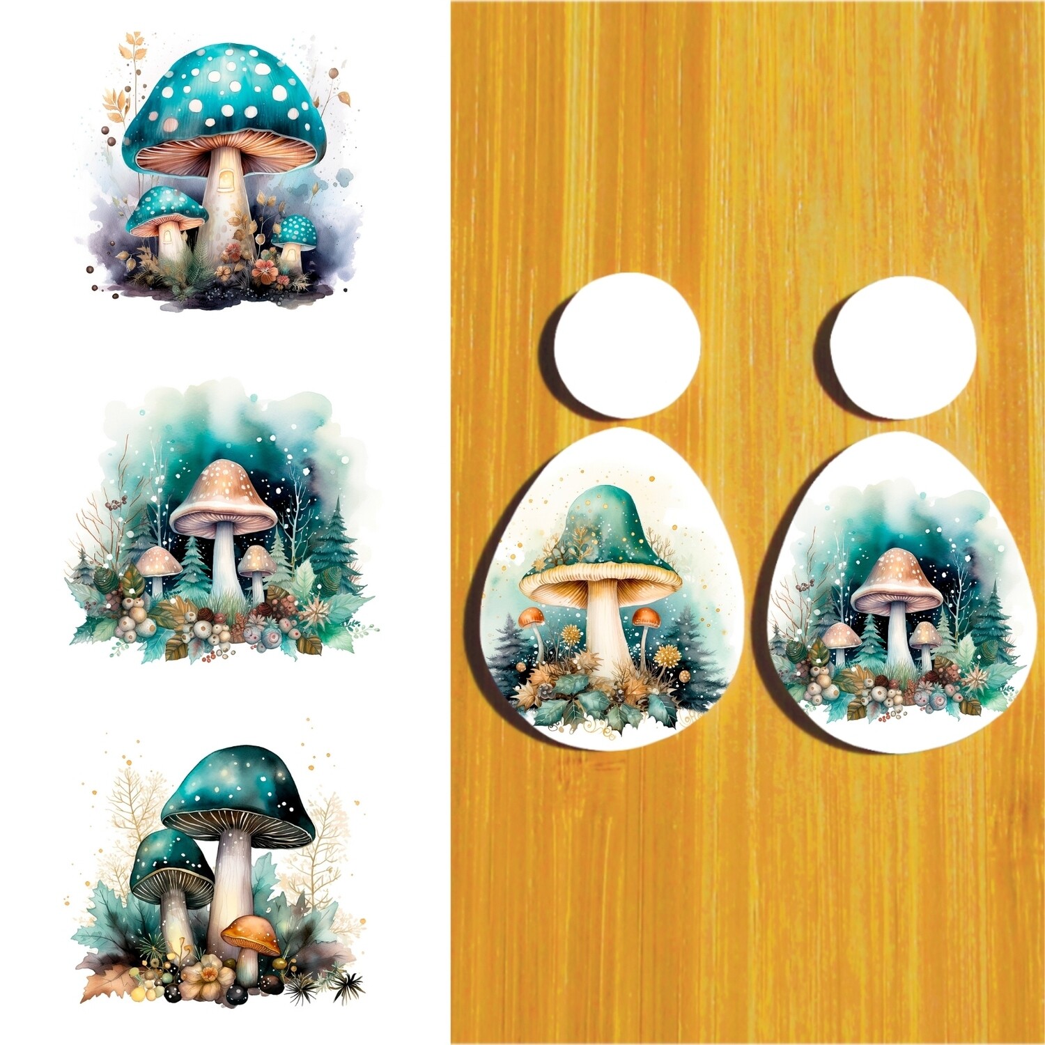 3.5x5&quot; Water Soluble Transfer Sheet for Polymer Clay / Mushrooms T248