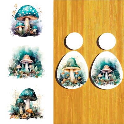 3.5x5" Water Soluble Transfer Sheet for Polymer Clay / Mushrooms T248