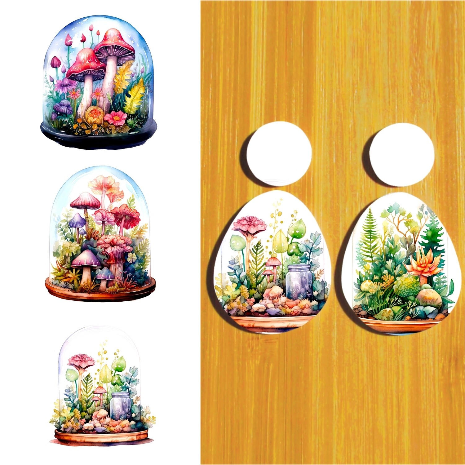3.5x5&quot; Water Soluble Transfer Sheet for Polymer Clay / Mushroom Terrarium T249