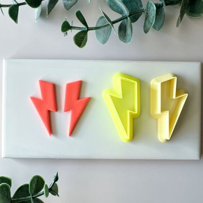 Lightning #02 - Two Symmetrical Polymer Clay Cutters for Earrings Making