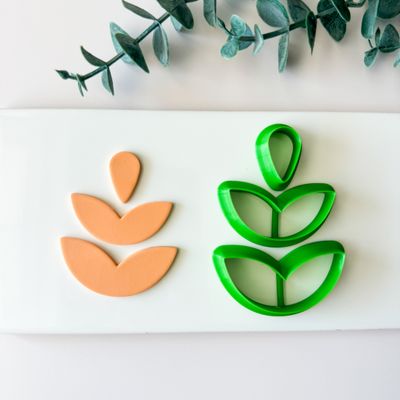 Double Leaf &amp; Drop Dangles (#01). Polymer Clay Cutters