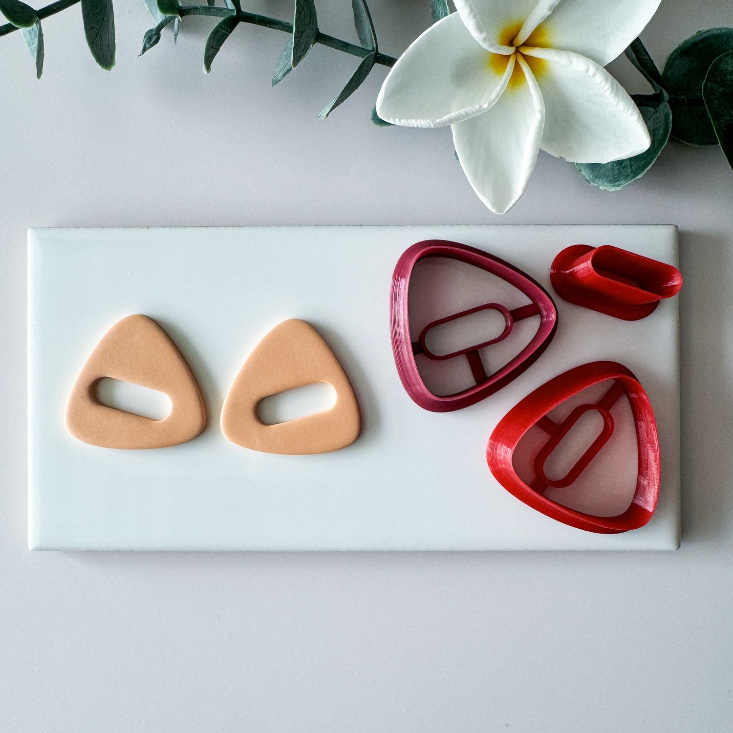 Rounded Triangles with a Hole - Set of Three Polymer Clay Cutters for Symmetrical Earrings