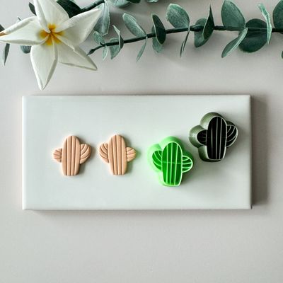 Cactus NCM #03  Two Mirrored Embossing Cutters for Polymer Clay Earrings