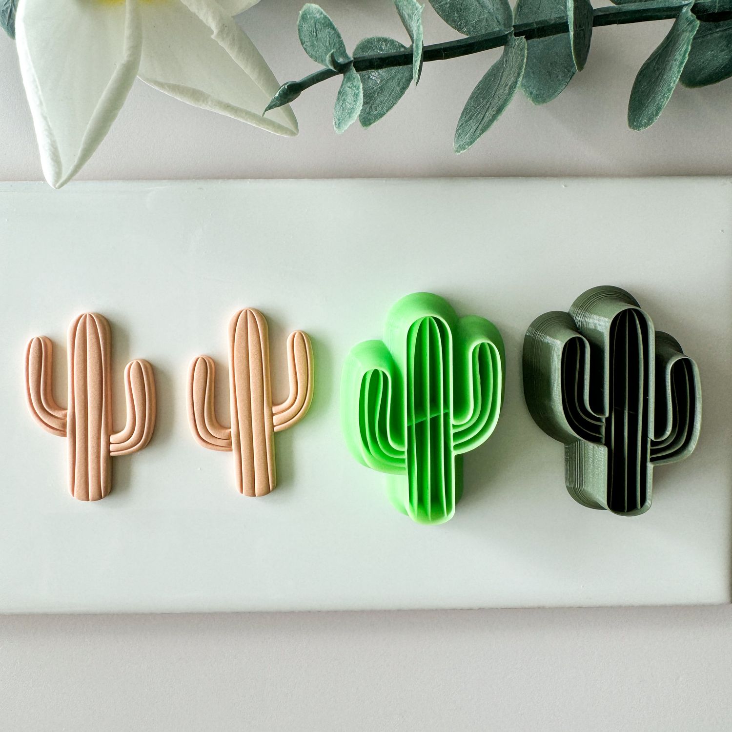 Cactus NCM #02  Two Mirrored Embossing Cutters for Polymer Clay Earrings