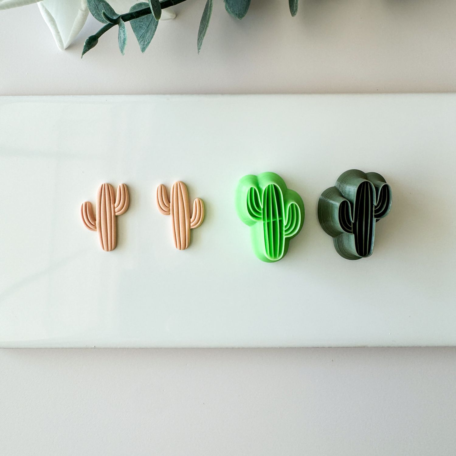 Cactus NCM #01  Two Mirrored Embossing Cutters for Polymer Clay Earrings