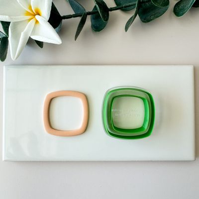 Thin Rounded Squares / Polymer Clay Cutter with Closed Acrylic Top