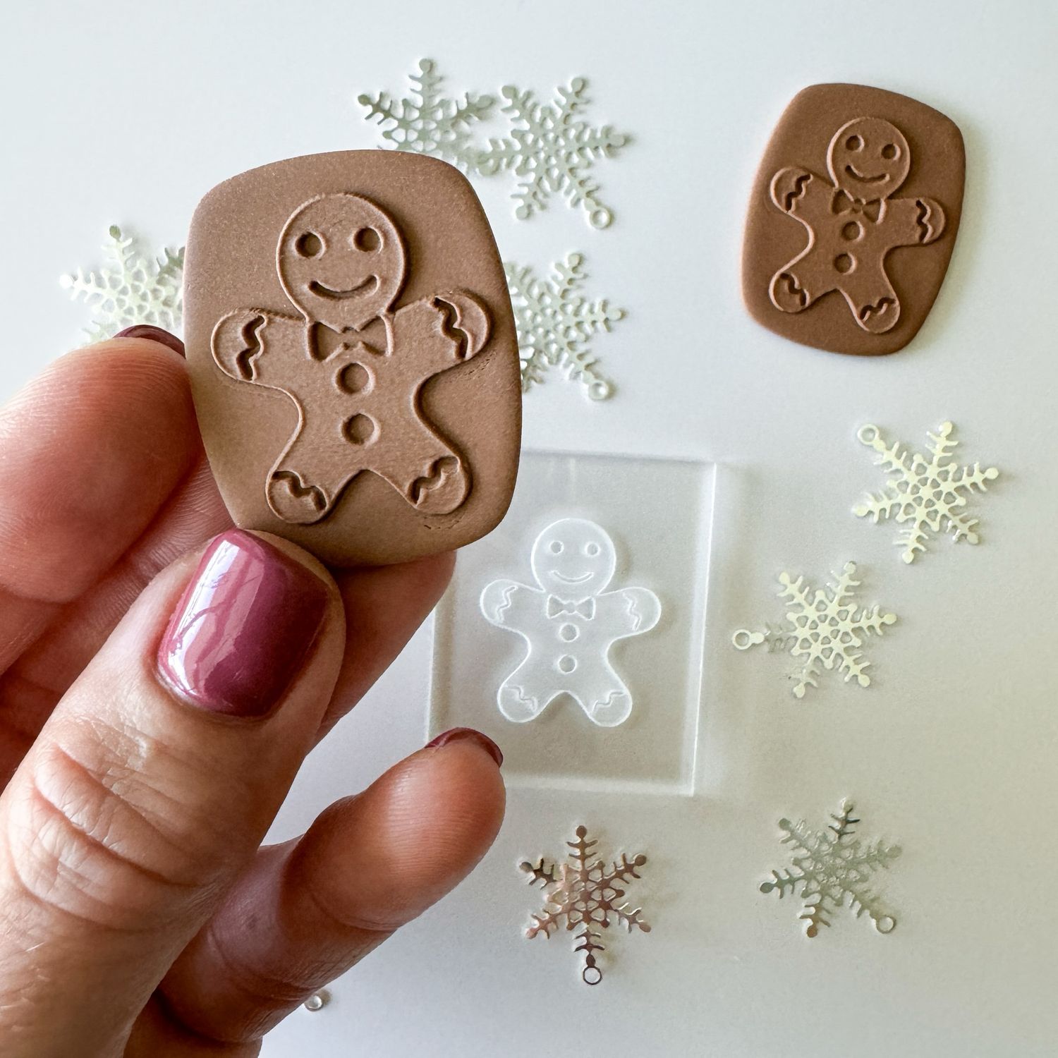 Mini Acrylic Embossing Stamp - 1.9&quot; x 1.57&quot; outer frame dimensions (=50mm x 40mm)  Gingerman