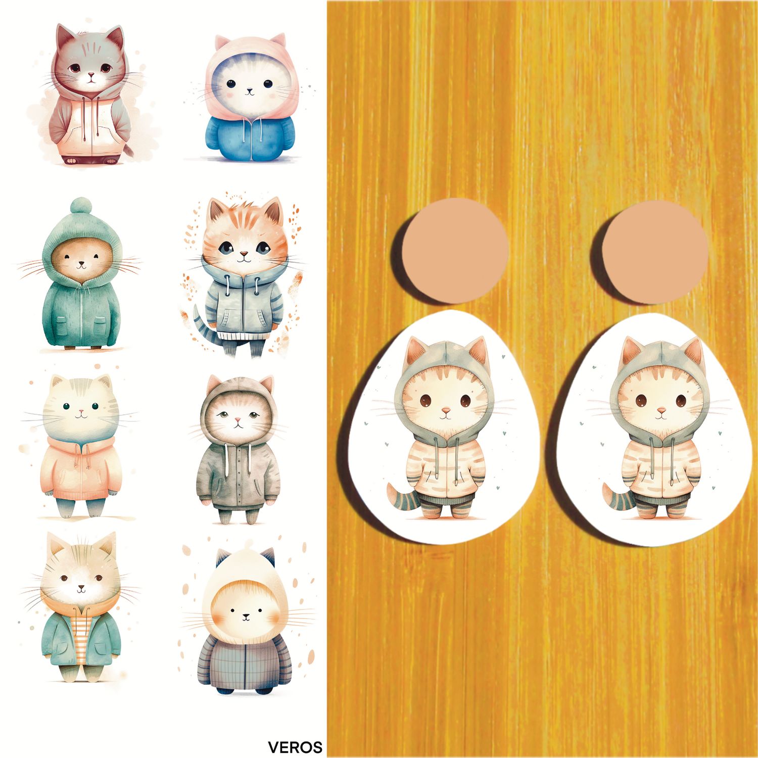 3.5x5&quot; Water Soluble Transfer Sheet for Polymer Clay / Winter Kittens / T227