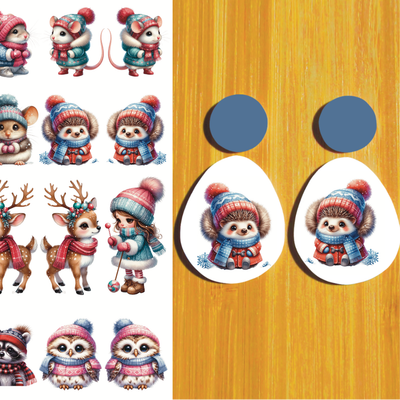3.5x5&quot; Water Soluble Transfer Sheet for Polymer Clay / Winter Critters 1 / T272