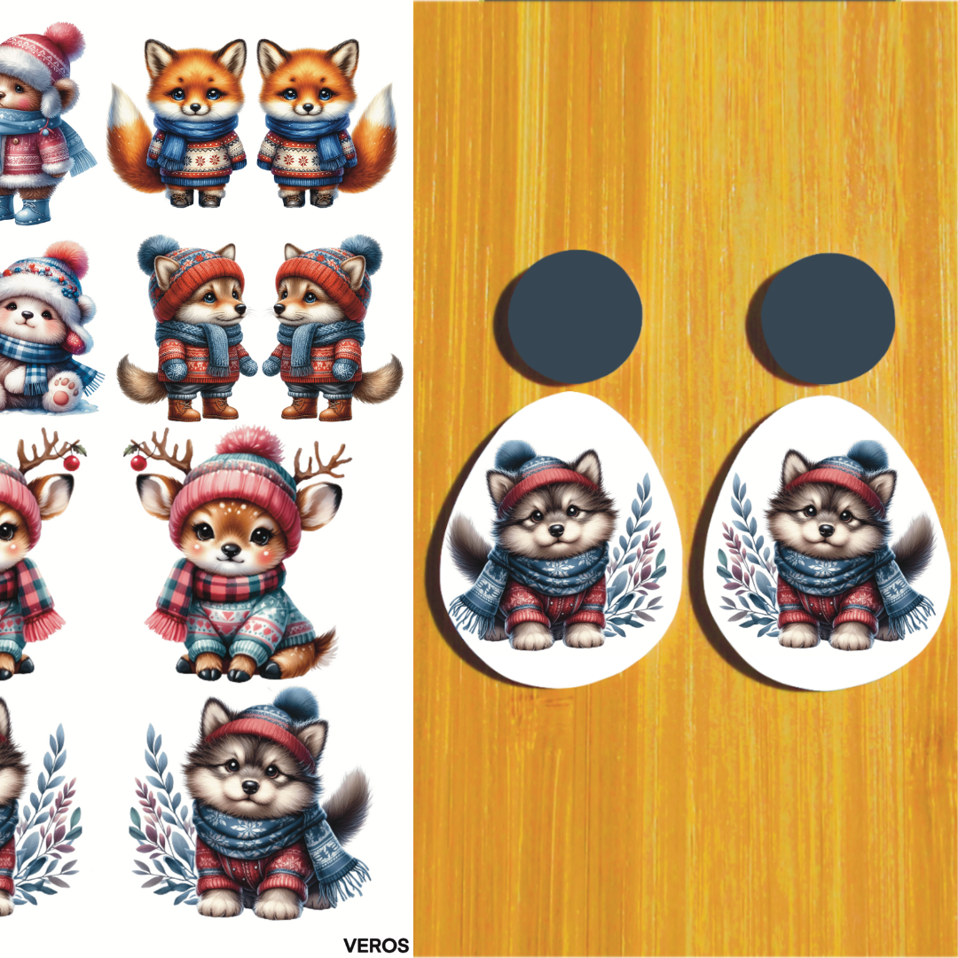 3.5x5&quot; Water Soluble Transfer Sheet for Polymer Clay / Winter Critters 2 / T273