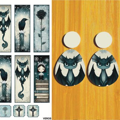 3.5x5&quot; Water Soluble Transfer Sheet for Polymer Clay / Whimsical Goth 3/ T288