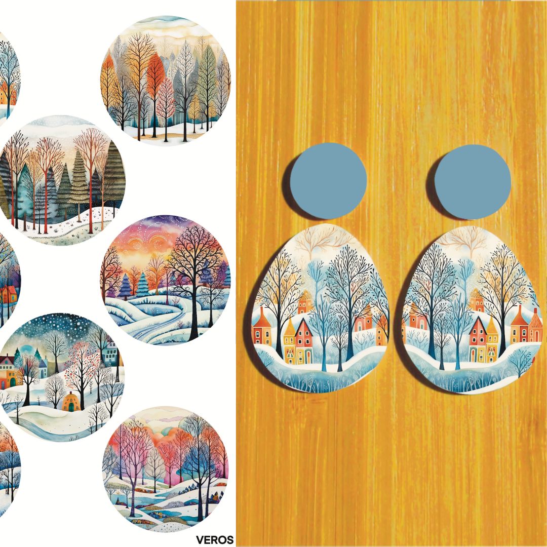 Two, 3.5x5&quot; Water Soluble Transfer Sheets for Polymer Clay / Winter Landscapes/ T281