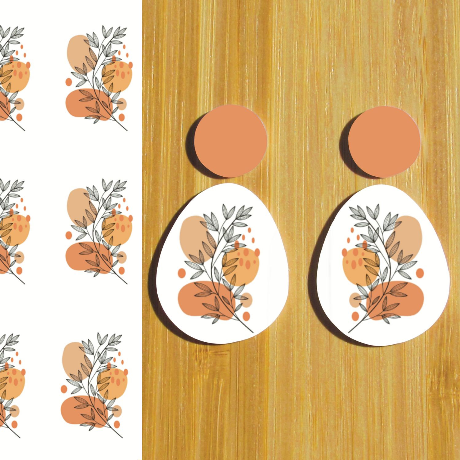 Two 3.5x5&quot; Water Soluble Transfer Sheets for Polymer Clay / Mirrored Designs, Left &amp; Right. T023-024