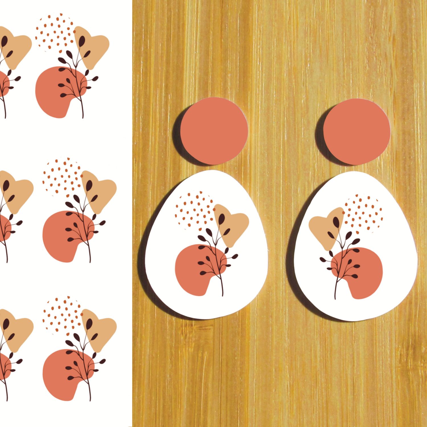Two 3.5x5&quot; Water Soluble Transfer Sheets for Polymer Clay / Mirrored Designs, Left &amp; Right. T033-034