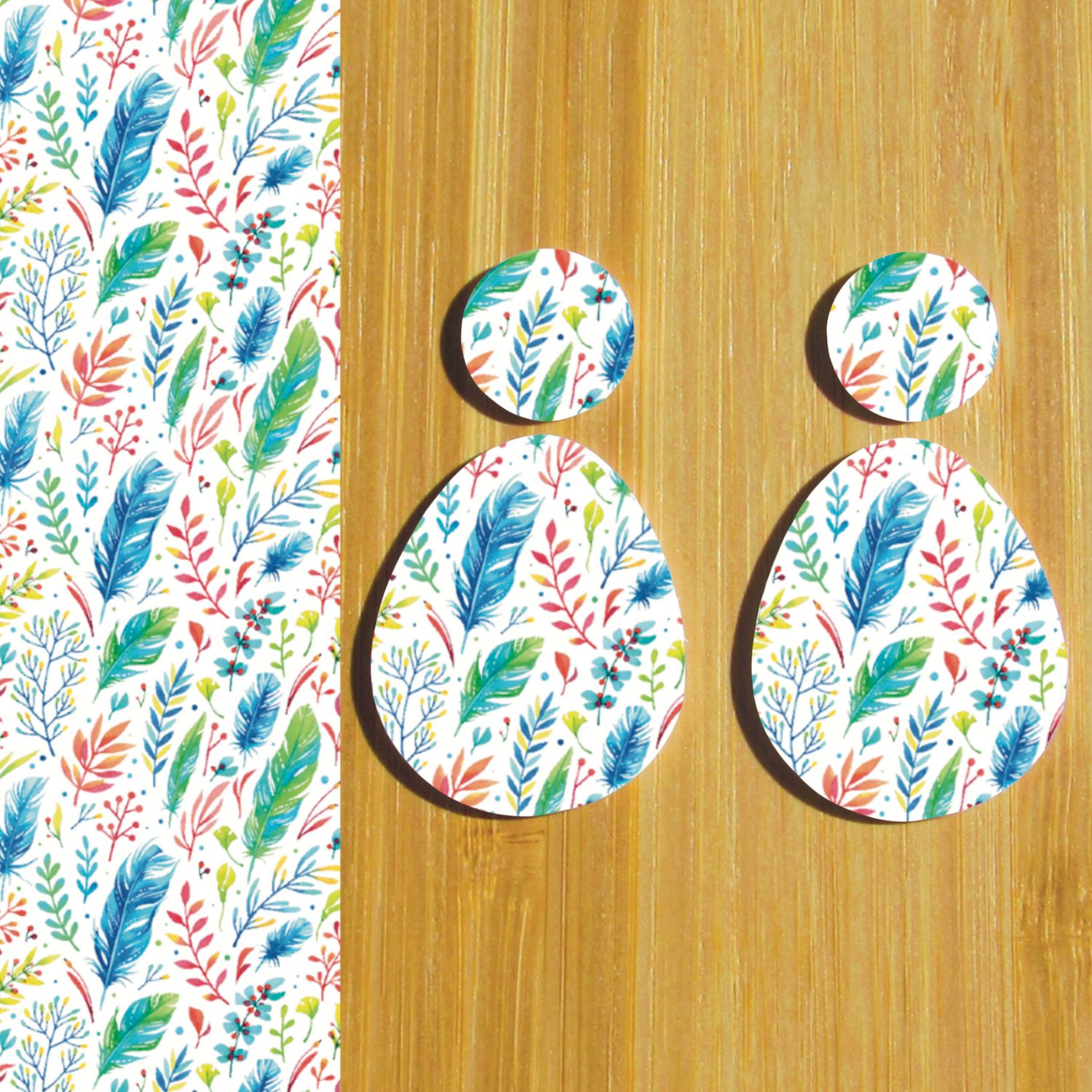 3.5x5&quot; Water Soluble Transfer Sheet for Polymer Clay / Colorful Feathers T060