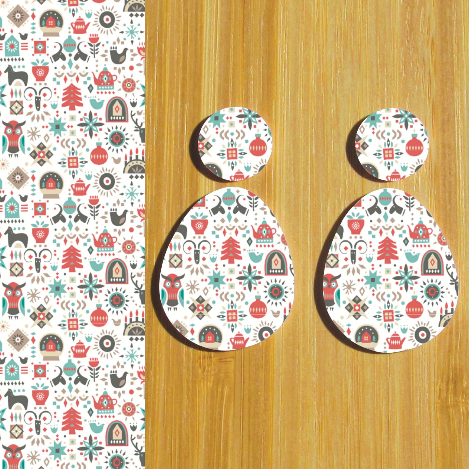 3.5x5&quot; Water Soluble Transfer Sheet for Polymer Clay /  Scandinavian Christmas T089