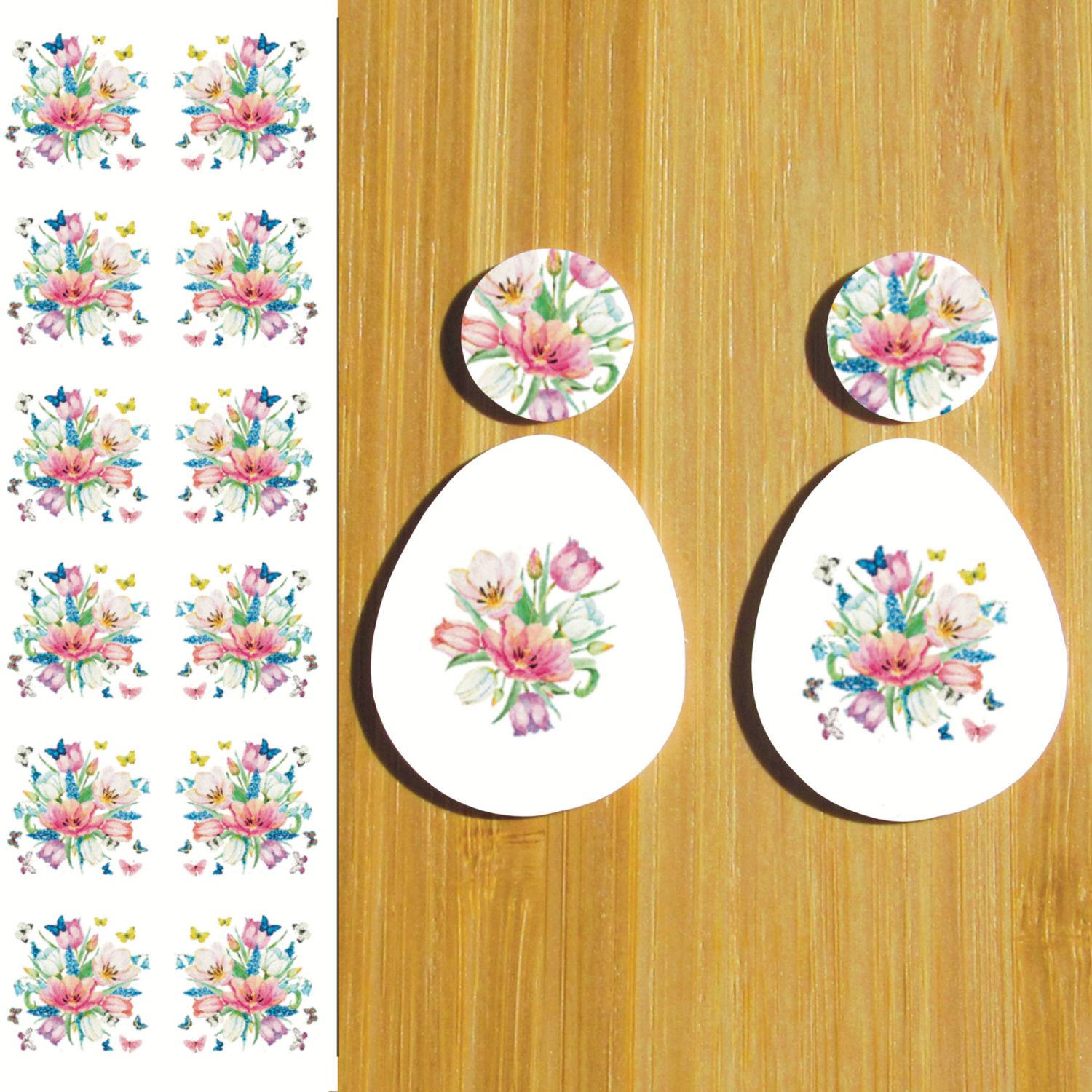 3.5x5&quot; Water Soluble Transfer Sheet for Polymer Clay /  Small Floral Paintings T082
