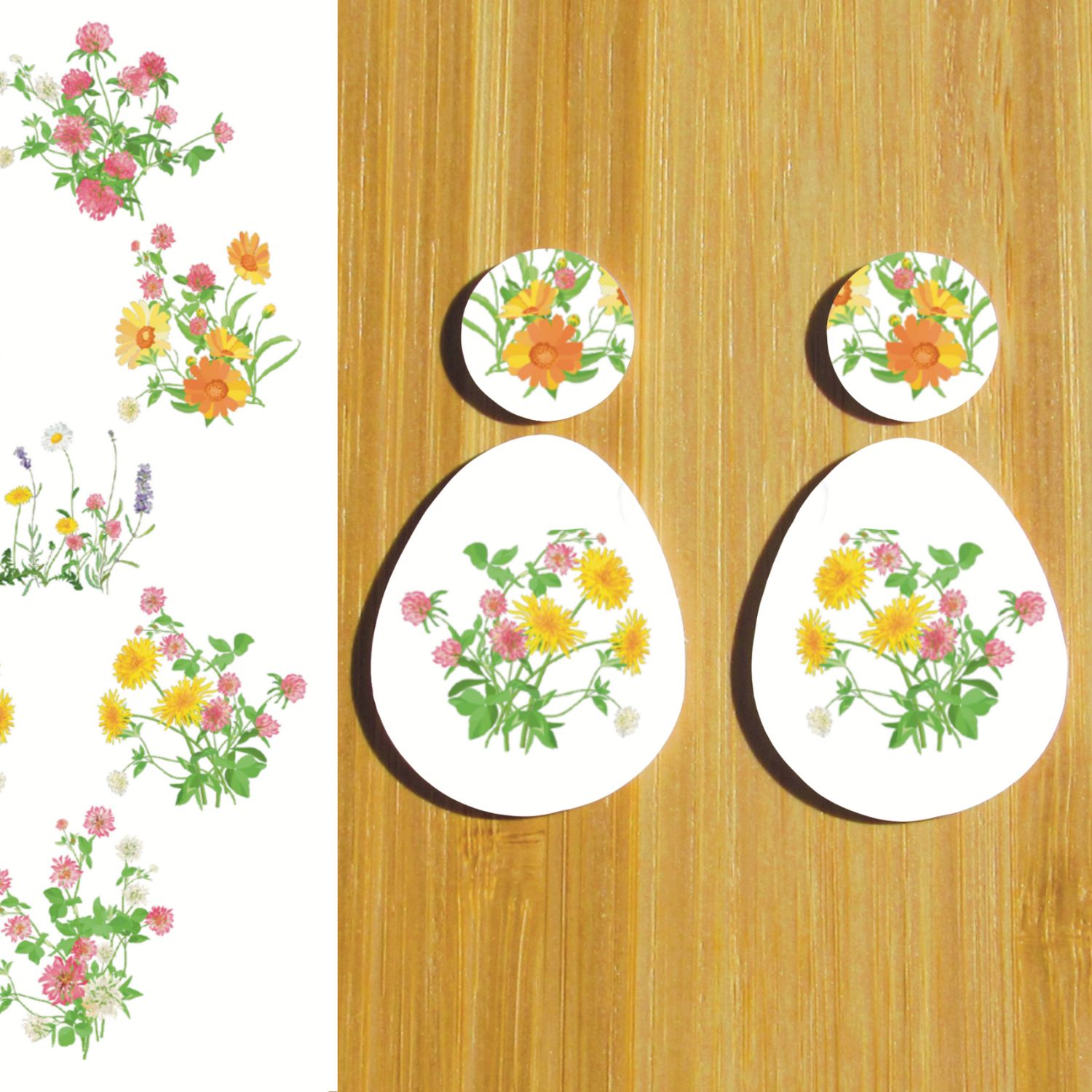 3.5x5&quot; Water Soluble Transfer Sheet for Polymer Clay / Wildflowers T084