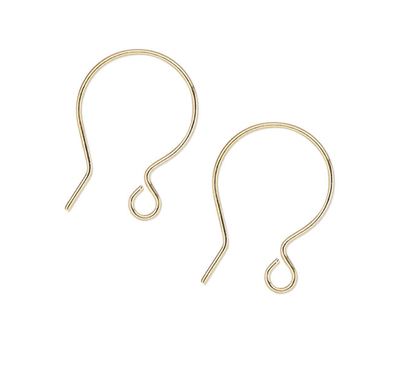 Gold-plated Brass Ear Wires - 20mm Hook with Open Loop /  10 pairs (20 pieces)