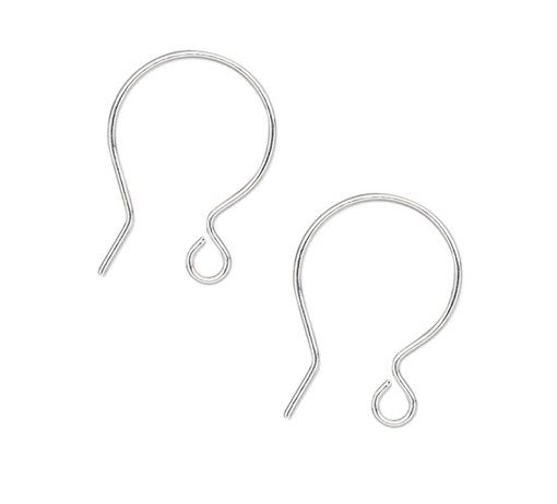 Silver-plated Brass Ear Wires - 20mm Hook with Open Loop /  10 pairs (20 pieces)