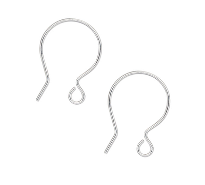 Silver-plated Brass Ear Wires - 20mm Hook with Open Loop /  10 pairs (20 pieces)