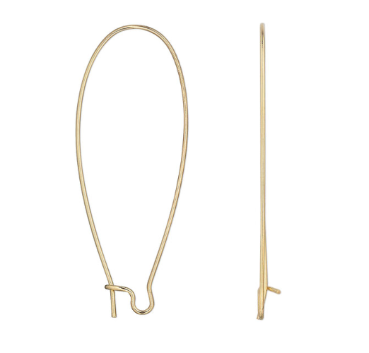 Large, 47mm Gold-plated Stainless Steel Ear Wires - 5 pairs (10 pieces)