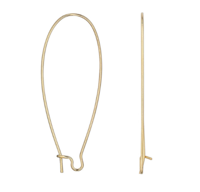 Large, 47mm Gold-plated Stainless Steel Ear Wires - 5 pairs (10 pieces)