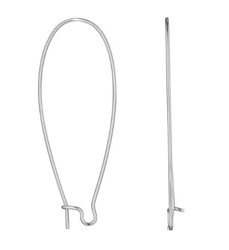 Large, 47mm Silver-plated Stainless Steel Ear Wires - 5 pairs (10 pieces)