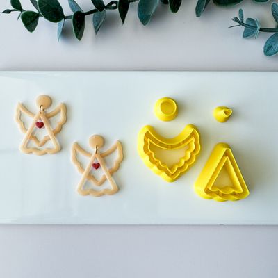 Angel #09 - Set of 4 Polymer Clay Cutters wit Acrylic Tops