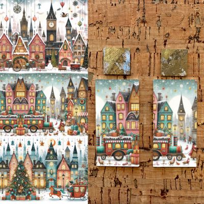 3.5x5&quot; Water Soluble Transfer Sheet for Polymer Clay / Whimsyville Christmas 2. / T297