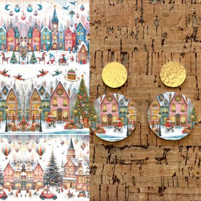 3.5x5&quot; Water Soluble Transfer Sheet for Polymer Clay / Whimsyville Christmas 3. / T298
