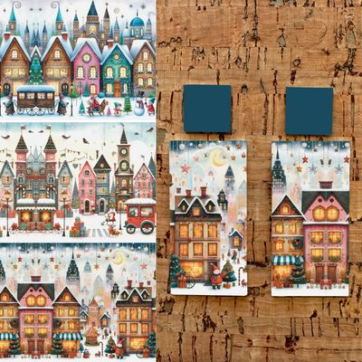 3.5x5&quot; Water Soluble Transfer Sheet for Polymer Clay / Whimsyville Christmas 3. / T299