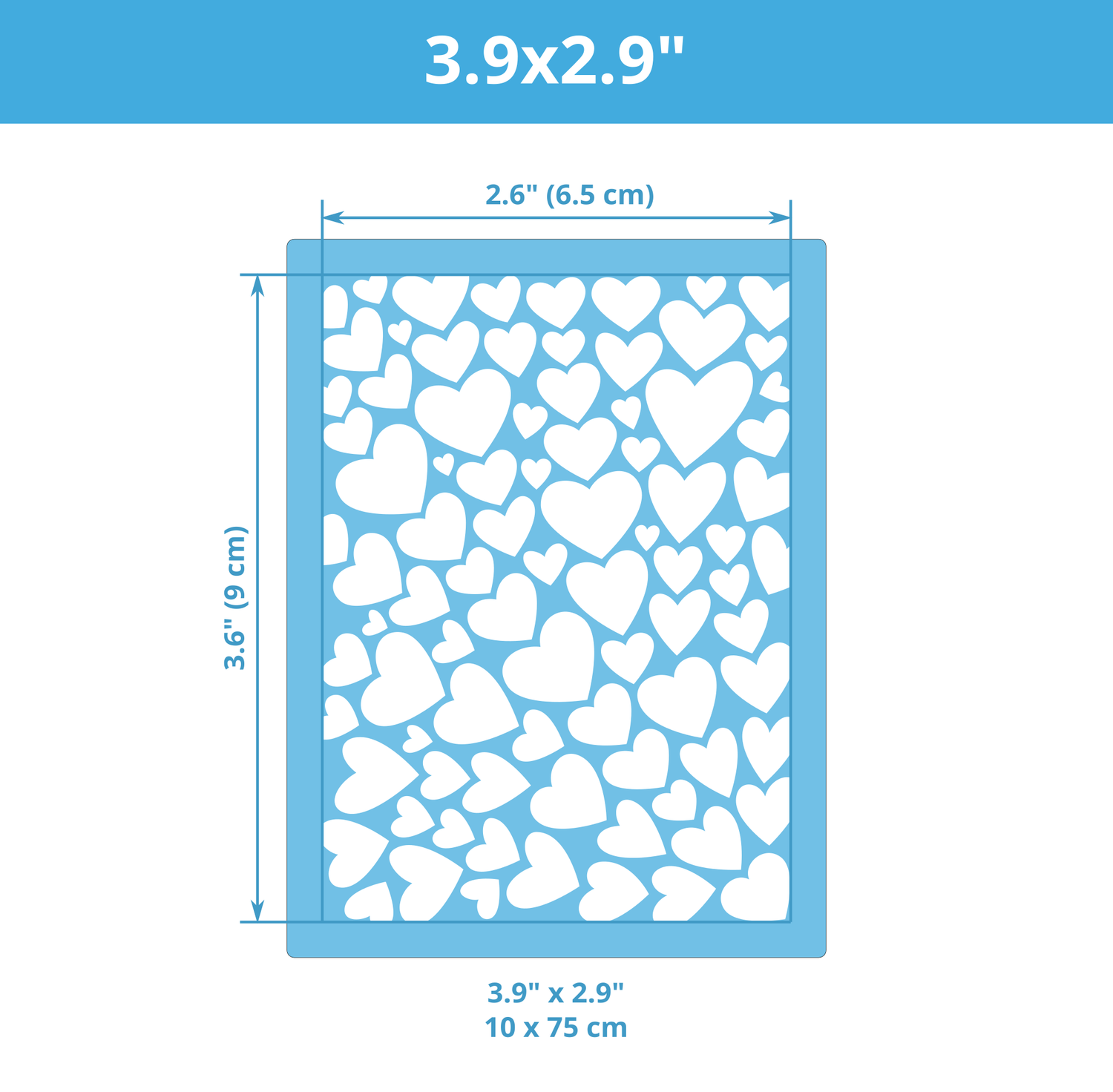 Mini Texture Stencil for Polymer Clay (3.6&quot; x 2.6&quot;) Hearts 06