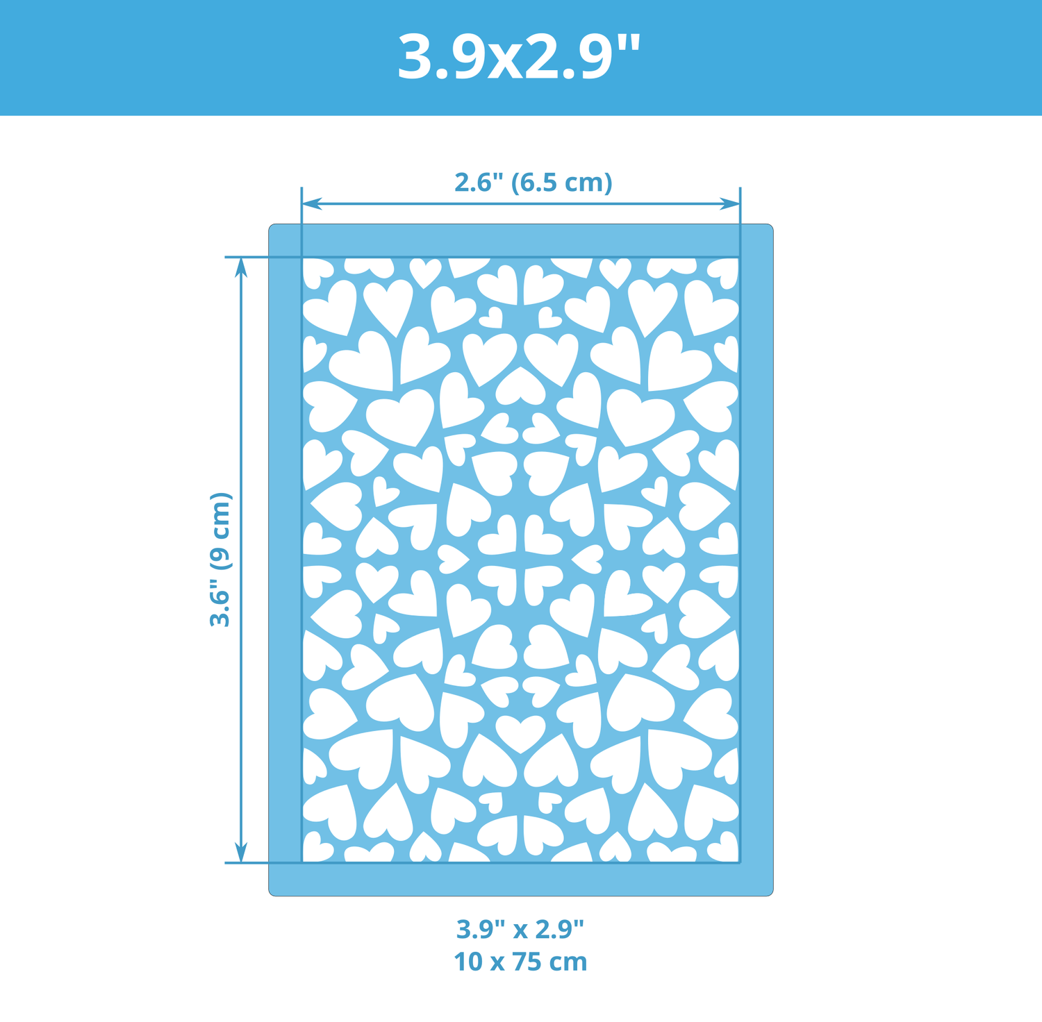 Mini Texture Stencil for Polymer Clay (3.6&quot; x 2.6&quot;) Hearts 05