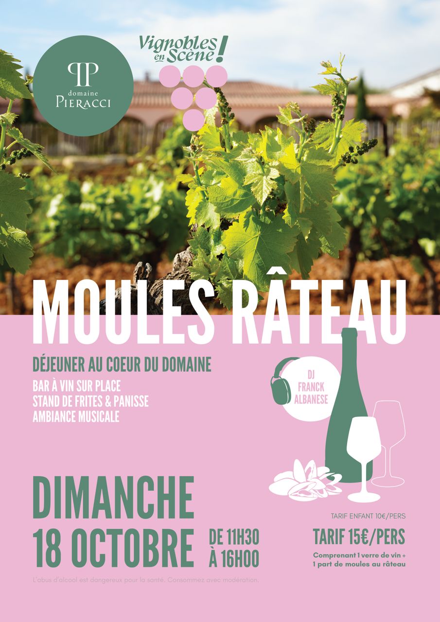 Moules rateau X Vignobles en scène le 18 octobre 2026 de 11h30 à 16h Moules rateau X Vignobles en scène le 18 octobre 2026 de 11h30 à 16h