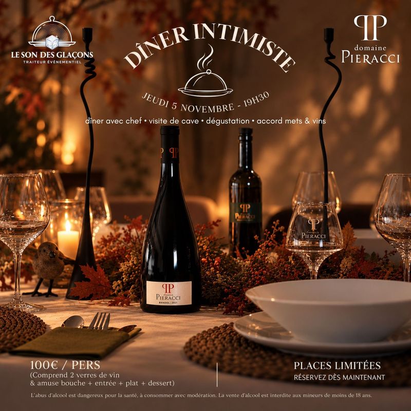 Dîner intimiste Jeudi 05 Novembre 2026 à 19h30 Dîner intimiste Jeudi 05 Novembre 2026 à 19h30