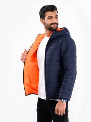 Stand up Collar Orange Quilted Puffer Jacket