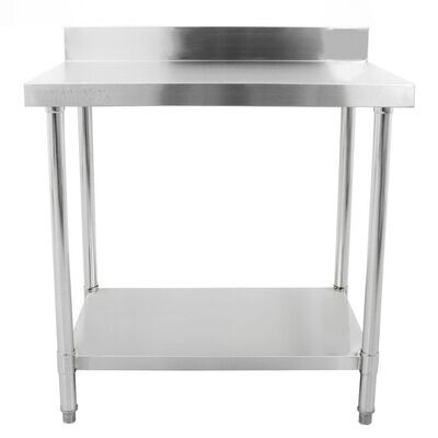 Brand New Stainless Steel 90cm Prep Table With Upstand and Under Shelf 90cmW x 60cmD x 90cmH